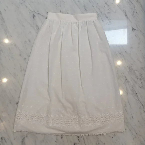 70s vintage white lace swiss dot midi skirt - Picture 3 of 5